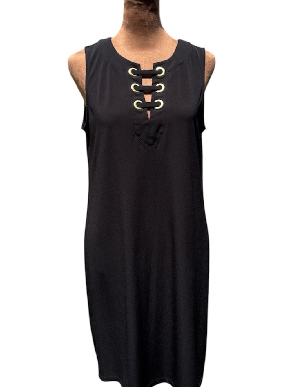 MICHAEL Michael Kors Black Sleeveless Grommet Lace-Up Shift Dress Size Medium